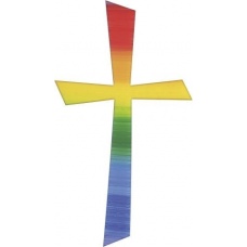 Croix en cire 105x57mm arc-en-ciel