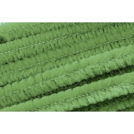 Chenille 8mm50cm vert print.10pc