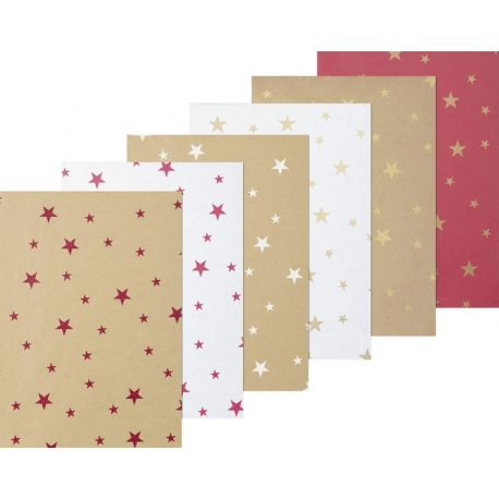 Wrapping Paper 1x5m 30rls Stars assort.