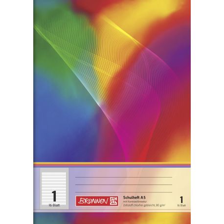 Cahier pique A5 modèle 11 lignes, reglure coloree, tous types d'ecritures manuscrites, 