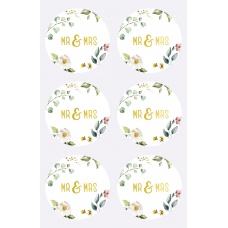 Sticker Mr+Mrs rond 4 cm