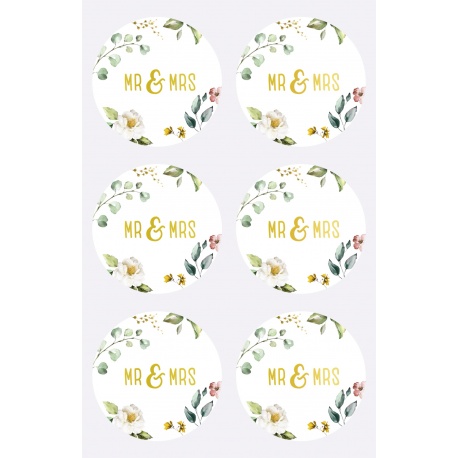Sticker Mr+Mrs rond 4 cm