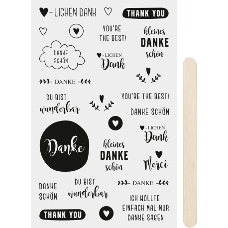 Autocollant à gratter Danke, noir