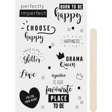 Autocollant à gratter Happy noir