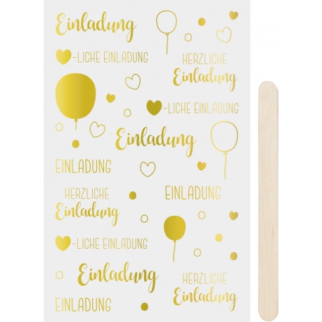 Autocollant à gratter Einladung or
