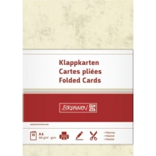Carte double A6 marbrée cha 10pc
