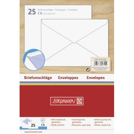 Enveloppe C6 gommé blanc 25pc