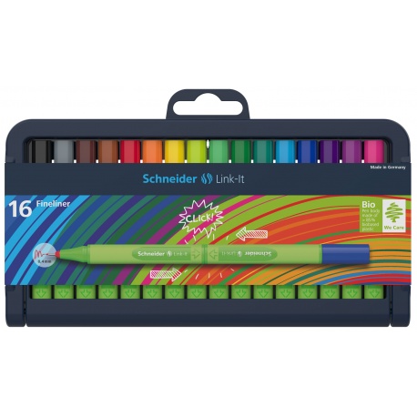 Fineliner Link-It 0,4 assorti Étui chevalet box 16 pièces