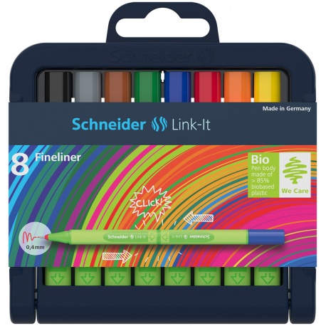 Fineliner Link-It 0,4 assorti Étui chevalet box 8 pièces