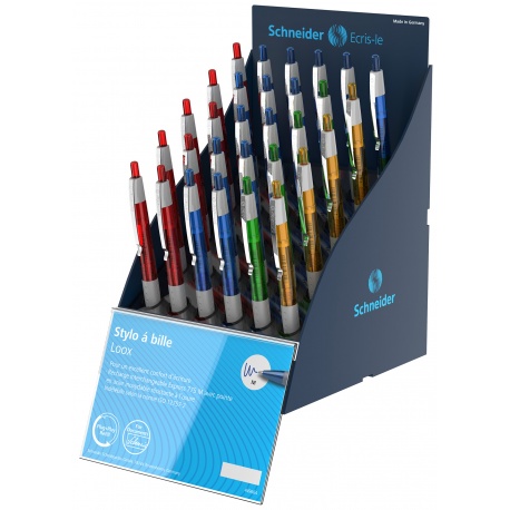 Stylo à bille Loox transp. assorti SiS Presentoir 30 pièces D+F