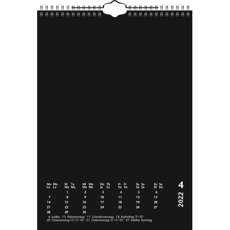 Calendrier créat.2022 A4 noir