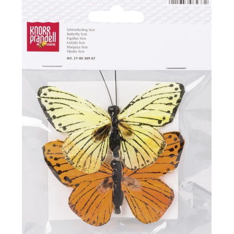 Papillon jaune 9cm 2pces
