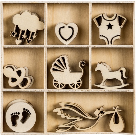 Ornem.boîte bois Baby2 45pces