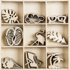 Ornem.boîte bois Beach 45pces