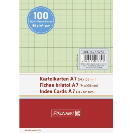 Fiches bristol A7 5x5 vert 100pc