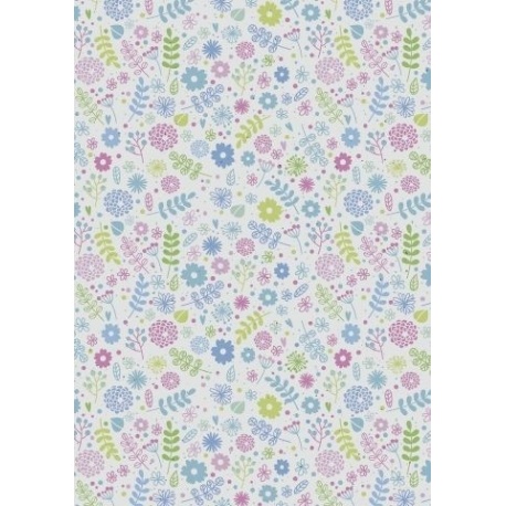 Carton 50x70cm 220g Fleurs bleues