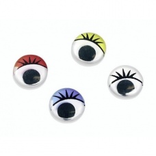 Yeux mobiles cils 12mm assort.20pc adh
