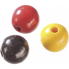 Perle bois 6mm noi/rou mél.125pc