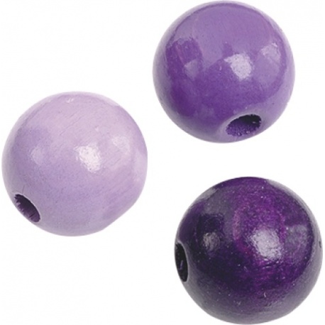 Perle bois 6mm mauve mél.125pc
