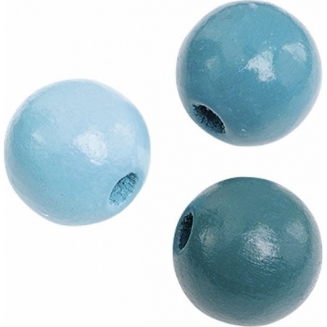 Perle bois 6mm turq mél.125pc