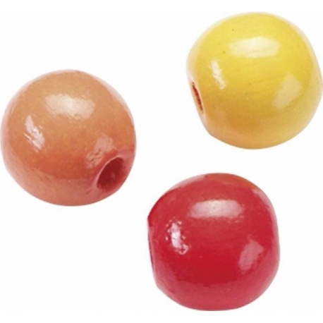 Perle bois 8mm jau/rou mél.85pc