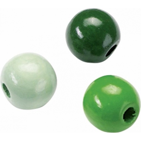Perle bois 8mm vert mél.85pc