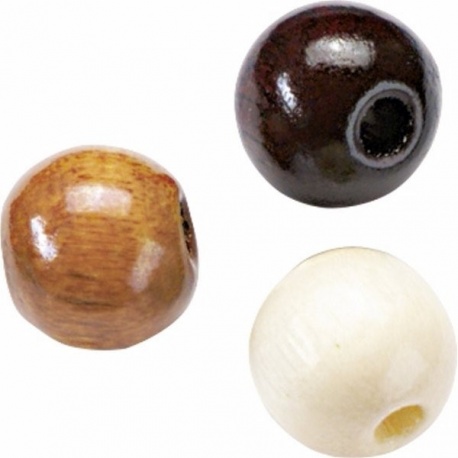Perle bois 10mm mar mél.50pc
