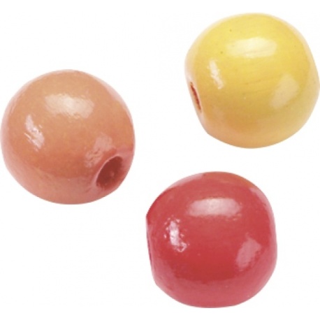 Perle bois 12mm jau/rou mél.30pc