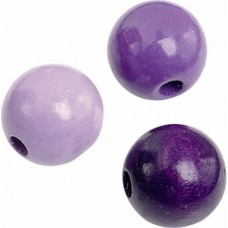 Perle bois15mm mauve mél.15pc