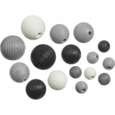 Perles bois mél.4 noir/blanc20pc