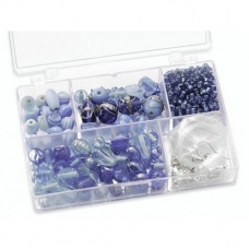 Boîte perles 80g 5 comp. bleu clair