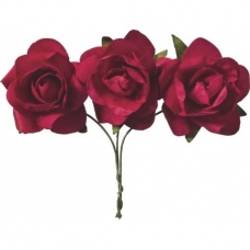 Rose papier rouge 2,5cm 9pces