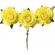 Fleur papier jaune 2,5cm 12pces