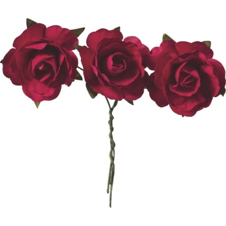 Rose papier rouge 2,5cm 12pces