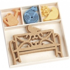 Boîte feutr. Ornem. Banc jardin 20p