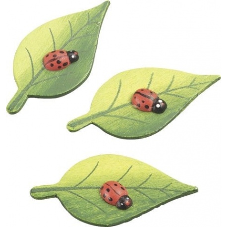 Feuille coccinelle 6cm 6pc