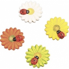 Déco Fleur avec coccinelle en bois