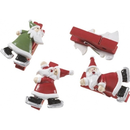 Pinces Père Noël 4cm 8pc